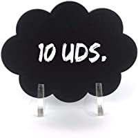 Mini Pizarra con Soporte metacrilato 10 UDS. Cartel Pizarra Negra de Madera para tizas y rotuladores Efecto Tiza. Ideal…